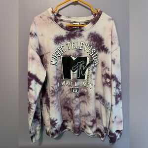 Purple Tie Dye MTV Crewneck Sweatshirt NWT